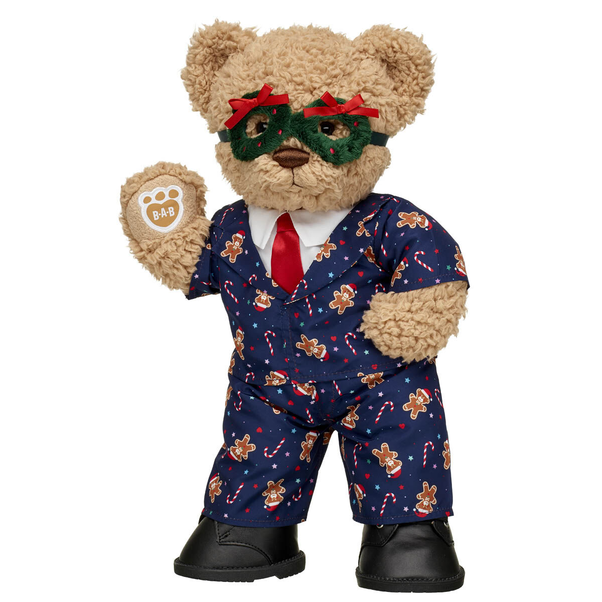 Timeless Teddy Bear Gingerbread Bear Suit Gift Set with Wreath Glasses