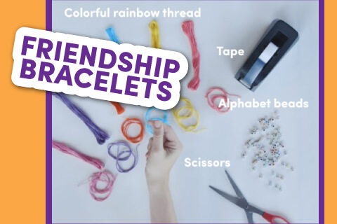 Girl making friendship bracelets