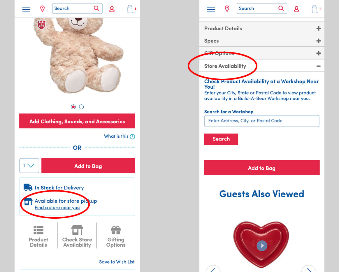 Click and Collect - Product Page