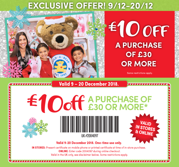 exclusive coupons build a bear workshop