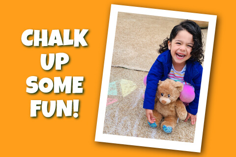 Chalk up some fun - Girl with Stuffed Animal