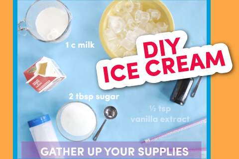 Gather up your supplies - ingredients for home made ice cream