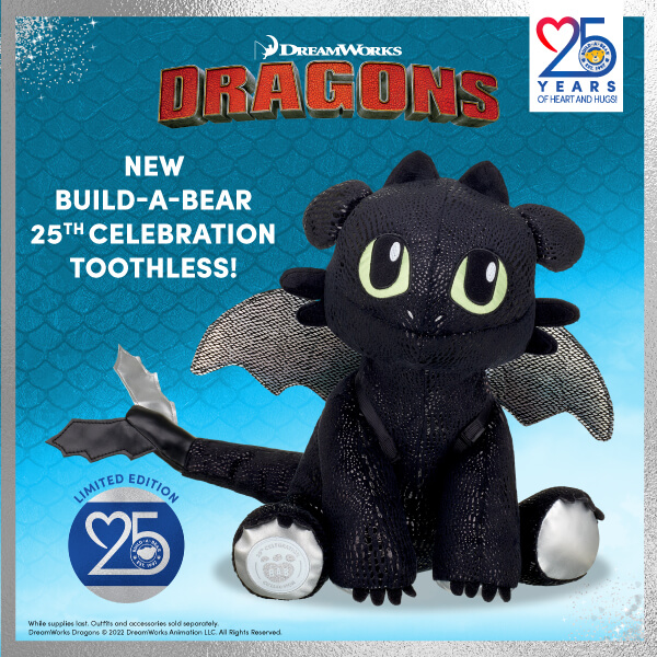 Toothless - How to Train Your Dragon - Build-A-Bear 25th Anniversary Collection