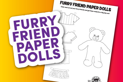 Single page activity sheet with cut out paper dolls