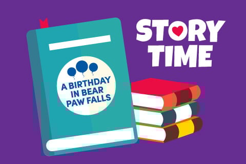 Story Time: Birthday Mad Lib - A Birthday In Bear Paw Falls - Stacked books