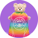Bear in a rainbow carrier