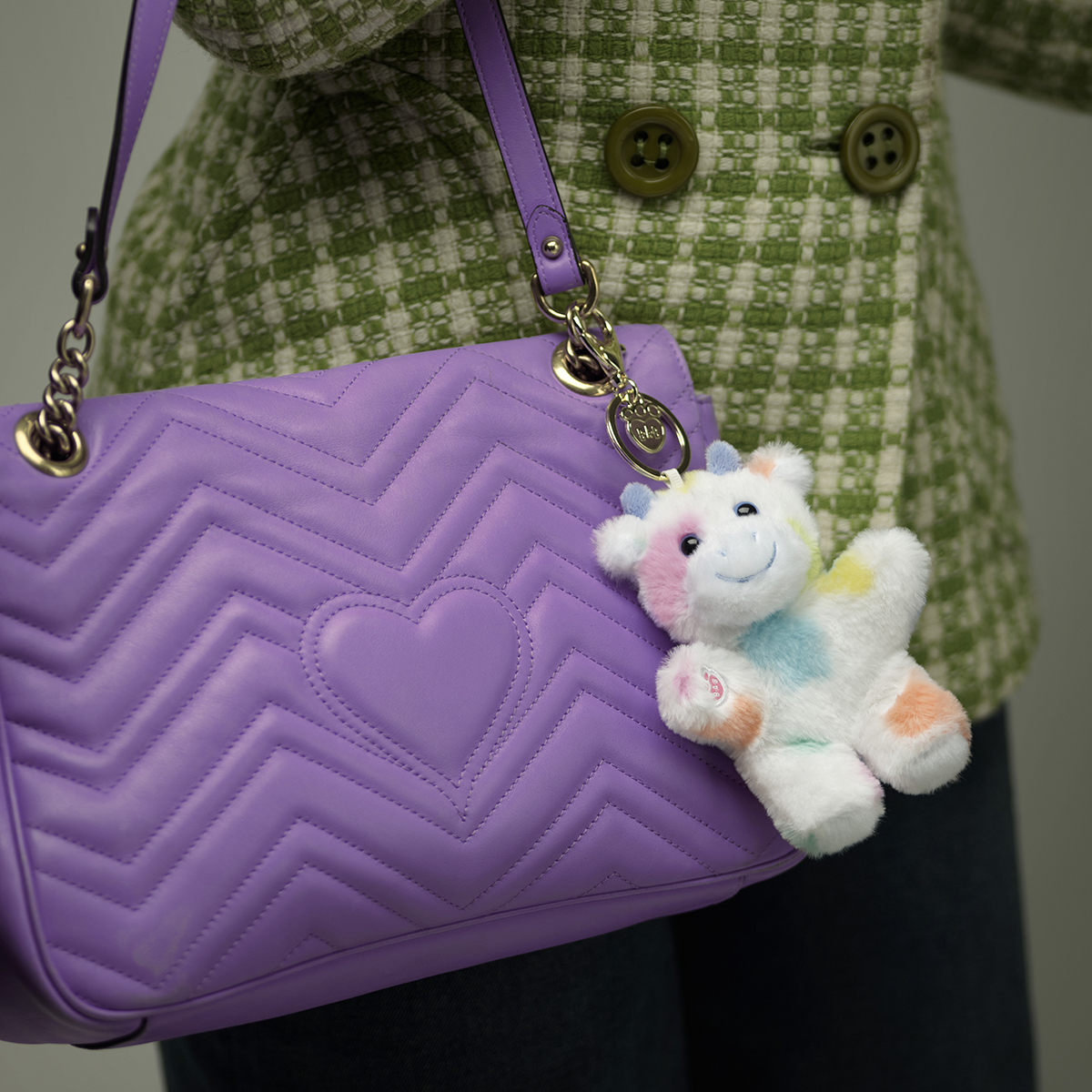Colorful Splatter Cow Plush Bag Charm