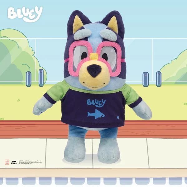 Bluey Plush with Swim Shirt and Goggle Set