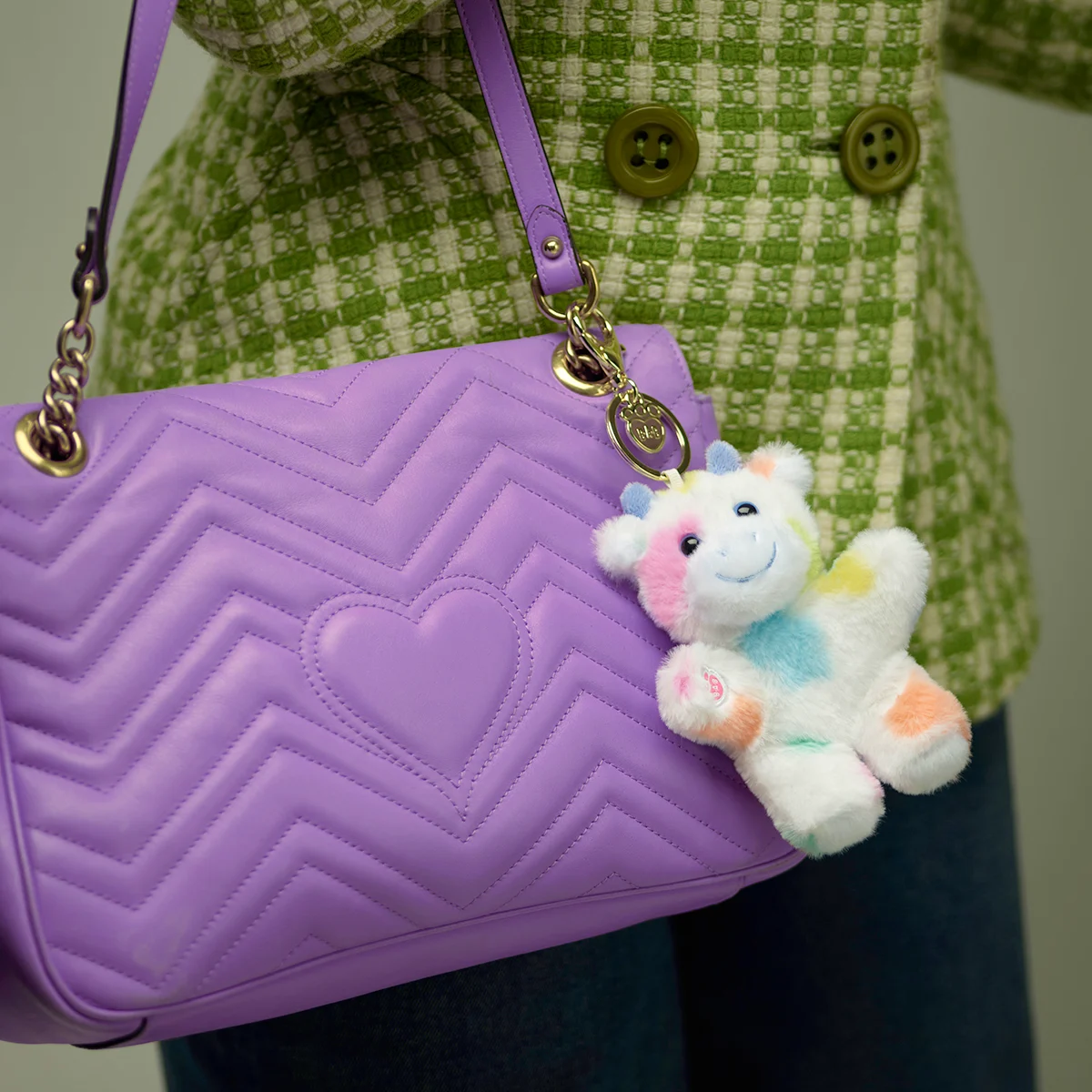 Colorful Splatter Cow Plush Bag Charm