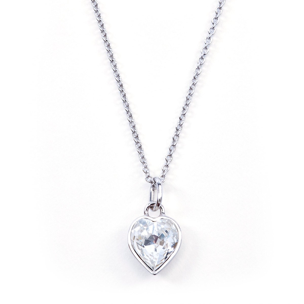 Online Exclusive Heart Stone Pendant Silver Necklace with Swarovski crystals