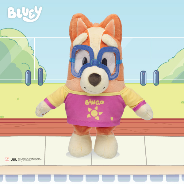 Bingo Plush with Swim Shirt and Goggle Set